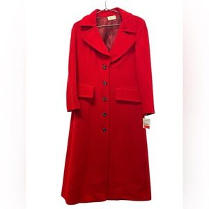 Sara Battaglia Rich Red Wool Coat NWT